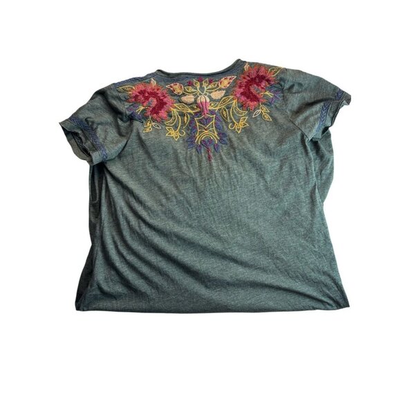 Johnny Was Dress Adeline Tunic Draped Floral Embroidered V-neck Blue, Sz Small - Picture 4 of 5